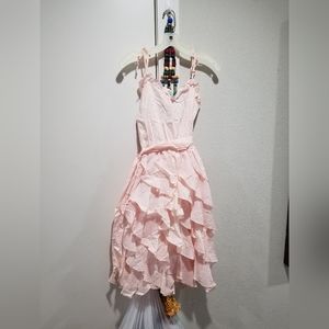 Vintage pink polka dot strappy midi dress 3